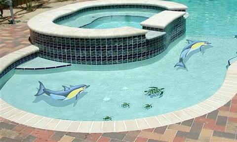 Turtle and Dolphin Swimming Pool Mosaic