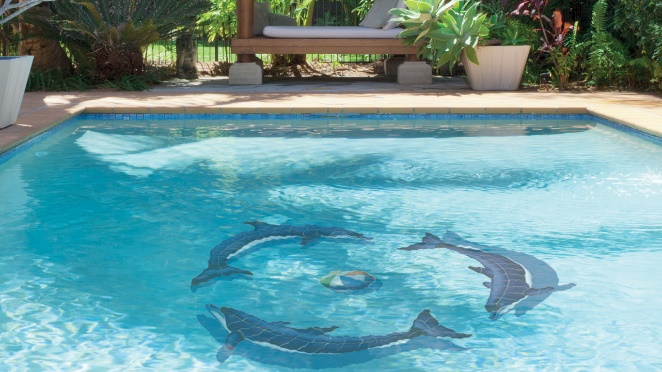 Turtle and Dolphin Swimming Pool Mosaic