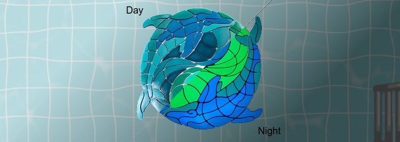 Ying Yang Dolphin Medallion Glow-in-the-dark mosaic